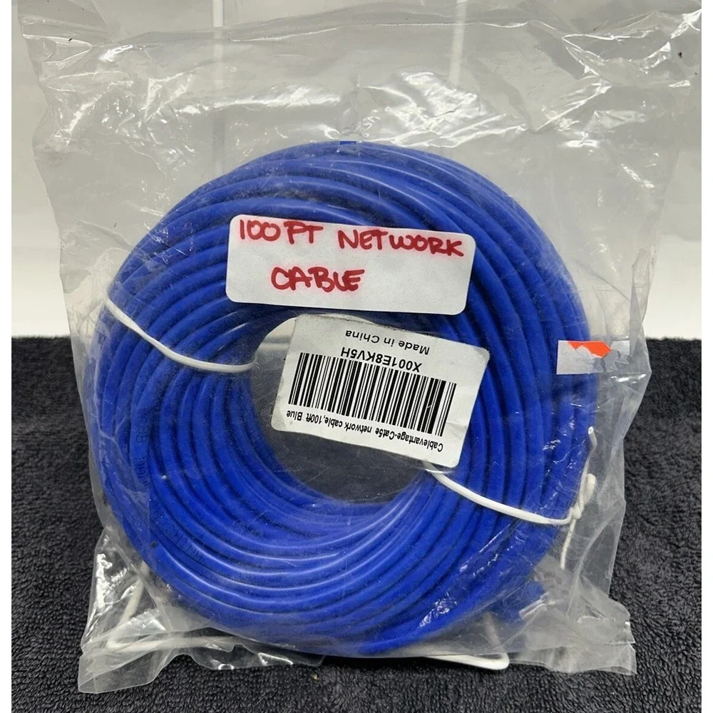 Cable Vantage Cat 5e 100ft Network Blue Cable New